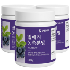 오스트리아산 빌베리 농축 분말 가루 파우더, 3개, 110g