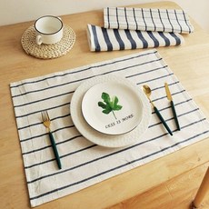 블루 스트라이프 테이블 매트 홈데코 식탁 리빙 키친 소품 주방 용품 생활 타올 세팅, 본상품선택