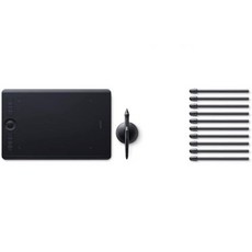 Mac 또는 PC용 Wacom Intuos Pro 디지털 그래픽 드로잉 태블릿 미디엄 PTH660 디지털 프로 펜 2용 Wacom 스탠다드 닙이 포함된 새로운 모델 번들 10팩, Medium, Regular + Pro Pen 2, Regular + Pro Pen 2