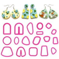 폴리머 클레이 커터 18개 폴리머 클레이 주얼리용 클레이 커터 클레이 귀걸이 커터 보석 클레이 주얼리 제작 도구 313928, 폴리머 클레이 커터 18개, 폴리머 클레이 주얼리용 클