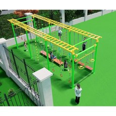 더블 짚라인 놀이기구 광장 놀이터 야외 키즈 펜션, 노란색 녹색 끊임없이 변화하는 사다리 6m