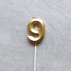 빅사이즈 생일초 케이크픽 특이한 메탈릭 골드 숫자초, 9, 1개, 15g