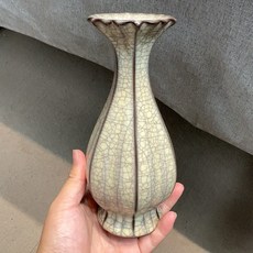 哥窯開片花口瓶 釉色溫潤 手工, 商品主圖, 1個