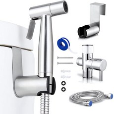 PEAKTREND 화장실 욕실용 휴대용 비데 스프레이 프리미엄 스테인리스 스틸 - 조절 가능한 수압 제어 아기 천 기저귀 분무기 우수한 비데 스프레이 호스 키트 포함