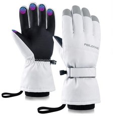 FEILOONG 여성용 겨울 장갑 스노우 장갑 방수 터치스크린 방풍 통기성 보온 장갑 스키 러닝 사이클링 스노우보드용 화이트