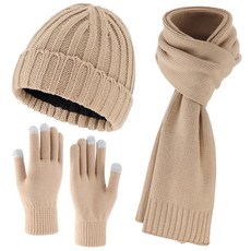 Connectyle 3피스 플리스 안감 추운 날씨 세트 따뜻한 겨울 비니 모자 긴 스카프 및 터치스크린 장갑 남성 여성용 아미 그린. 단일 사이즈 159691