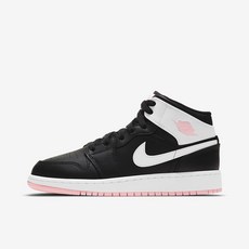 FUZZY Air Jordan 1 Mid GS 運動鞋 黑色 Arctic Pink 型號 555112-061, 1個
