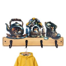 Midrean 나무 동물 키 행거 홀더 아기방 어린이 코트 랙 벽 마운트 장식 귀여운 수건 벽 후크 입구 방용