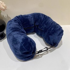휴대용 목베개 기내용 여행용 야외 수납포켓 대형 장거리, 다크네이비 조절 가능한 어깨끈