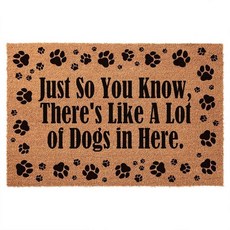 Funny Welcome Door Mat-F Caw F Go Away Please Leave 내츄럴 Coco Coir 튼튼한 백킹 프론트 도어매트 귀여운 미끄럼 방지 현관 입, 여기에는 많은 개가 있습니다_161288