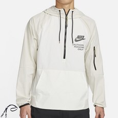 NIKE LOGO刺繡拉鍊領撞色長袖T恤 象牙白+扣環掛繩