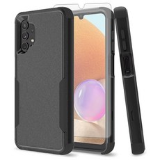 Asuwish 삼성 갤럭시 A32 5G 2021 6.5인치 휴대폰 커버 액정보호필름 및 무선 충전 3중 레이어 디펜더 하드 홀더 M32 G5 A 32 32A S32 SM-A32