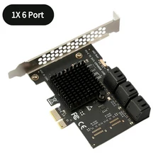 Pcie-4 포트 SATA 3 III 3.0 6 Gbps SSD 어댑터 PCI-e PCI Express x1 컨트롤러 보드 확장 카드 지원 x4 x6, 04 1X 6 Port, 01 빠른  Mainland