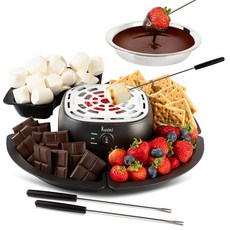 Kusini 2 in 1 전기 퐁듀 세트 및 스모어 메이커 테이블 탑 실내 키트 탈착식 트레이 꼬치 4개 포함 - 스테이션 초콜릿 멜팅 팟 독특한 커플 선물 아이디어 날짜, Kusini 2 in 1 전기 퐁듀 세트 및 스모어 메