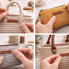 라벨공방 브라운 핸드메이드 가죽 라벨 30개입 세트 뜨개 가방 의류 DIY 부자재, 30개