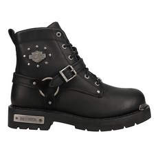 Harley-Davidson FOOTWEAR 여성용 베키 스터드 라운드 토 오토바이 캐주얼 부츠 앵클 로우 힐 2.5-5.1cm(1-2인치) - 블랙 블랙., 8
