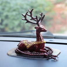 汽車擺件 車載擺件車內裝飾品中控臺擺件高檔男一路平安車上創意汽車用品 Q0HH, 大棕鹿+佛珠+防滑墊