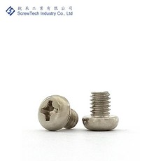 【銳禾】工廠直營 M4x5 盤頭/丸頭 十字槽 機械牙 鍍鎳 100入 特殊螺絲, 1個, 無防鬆膠