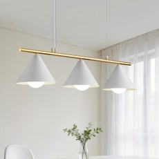 joxy 원뿔 식탁조명 3등 팬던트조명 6745-3D, 흰색