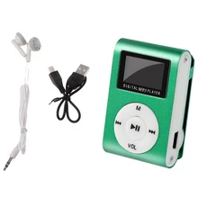 무손실 음질 휴대용 미니 MP3 플레이어 메탈 클립 카드 슬롯 USB 음악 LCD 화면 터치 키 학생용 워크맨, 04 Green