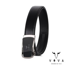 【VOVA】義大利沃汎 典雅紳士鋼琴鏡面自動扣皮帶 槍色質感 自動調節 紳士皮帶