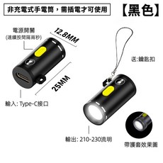 ibits MDD 迷你手電筒 TypeC供電 LED強光 即插即用應急必備, 黑色, 1個