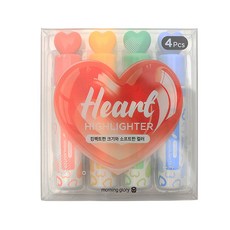 모닝글로리 4500 하트 형광펜 4색세트 형광펜세트