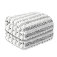 Craftsy 고급 줄무늬 극세사 호텔 대형수건 40수 샤워타올 바스타올 비치타월 목욕타올 고흡수력 수건, 2개, 회색