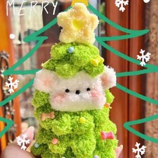 聖誕樹珊瑚絨扭棒小狗DIY材料包 自製聖誕節手工扭扭棒 創意聖誕樹裝飾 聖誕禮物, 1個, 聖誕樹小狗-2.蘋果綠【送材料包+教學】, 蘋果綠