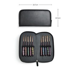 日式進口貂毛彩繪凝膠筆套組 圓筆/平筆/拉線筆 美甲凝膠彩繪筆刷, 1個, 10支套組優惠-加贈專用收納筆袋