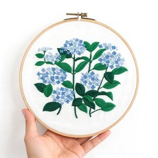 Equator 프랑스 자수 패키지 DIY패브릭소품, 1개, 파란 수국
