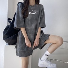 Urban 韓版寬鬆短袖短褲運動套裝 夏季休閒兩件式