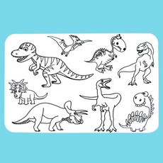 台灣出貨 創意涂鴉畫布兒童益智玩具涂色畫布餐墊輕松擦洗反復使用攜帶方便, 1個, 恐龍時代【贈2支水筆+一片濕巾】