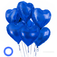 파파 파티 하트풍선 풍선끈 세트, 1세트, 블루 6p