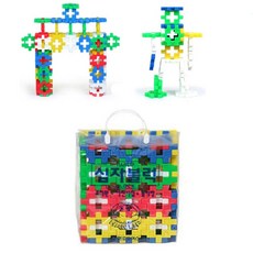 유아 끼우는 중형 사각 컬러 십자 블럭 세트 장난감 교육용, 1개