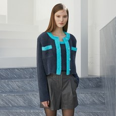 배색 포인트 날개사니트가디건 EN4KG060 589605