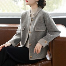 Cwadun 여성용 카디건 스타일리시한 모직 코트, 그레이, 엠 40-47.5kg