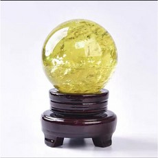 黃水晶球擺件 金耀流光 招財開運 辦公居家擺飾, 黃水晶球, 中透
