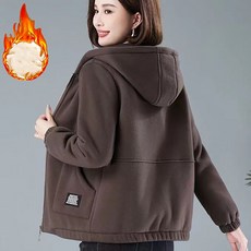 ROYALBELLE 여성 중년 기모 후드 두꺼운 포근한 캐주얼 긴팔 자켓 K0120223