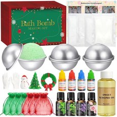 ZQBQC 크리스마스 배쓰밤 만들기 키트 - 29피스 DIY 크리스마스 목욕 버블 공예 키트 내부에 서프라이즈가 있는 배쓰밤 몰드 나만의 샤워밤 만들기 2025 크리스마스