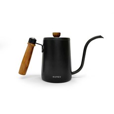 카페로메오 우드핸들 드립포트 핸드드립 주전자 600ml, 드립포트_블랙, 1개