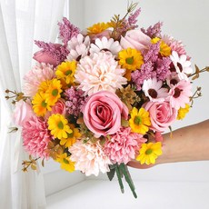 칼라월드 성묘 조화 꽃다발 국화 데이지 산소꽃, 2개, 핑크(국화 데이지세트)