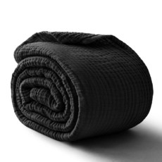 Kozyhvn 100% 면 모슬린 담요 101.6cm x 101.6cm(40인치 x 40인치) 통기성이 좋고 가벼운 면 담요 사계절용 부드럽고 시원한 여름 거즈 담요 베, 03 - 블랙