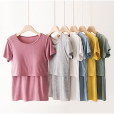 임산부 수유 반팔 티셔츠 모달 반팔티 라운드넥 여름 상의 잠옷 임부복 라운지웨어