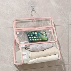 걸이형 방수 가방 여행용 헬스장 화장실 샤워실 샤워부스 부착 걸이 포함, 핑크