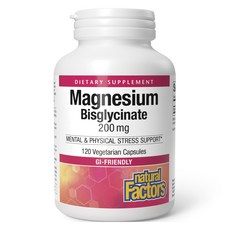 natural Factors 鎂雙甘氨酸鹽素食膠囊 200mg, 120顆, 1罐