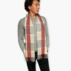 Humble Hilo 울 스카프 헤리티지 격자무늬 씨폼 블루 140694, 라이트 그레이 및 레드