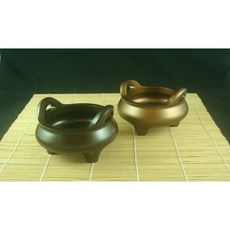 周錦香淨香爐【朝天耳三足淨爐】全沉色/昭和色 盤香、香粉適用 精純銅錠 銅製 薰香爐 淨粉, 1個, 昭和色