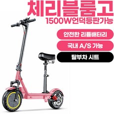 체리블룸고 앉아서 서서 타는 좌석 탈부착형 전동킥보드 48V1500W 고출력 모터와 장거리 주행 전동스쿠터, 1개, 블러쉬핑크, 48V1500W-30A-탈부차시트