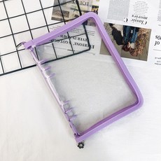 A5 6공 바인더 커버 글리터 지퍼형 포카바인더, 1. 퍼플, 1개 1. 퍼플, 1개